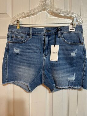 Judy Blue Light Blue Distressed Raw Hem Denim Shorts